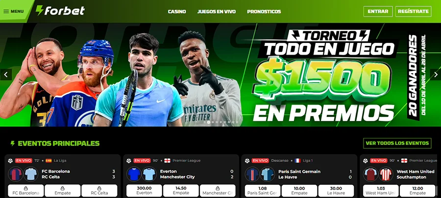 página principal Forbet Ecuador versión escritorio