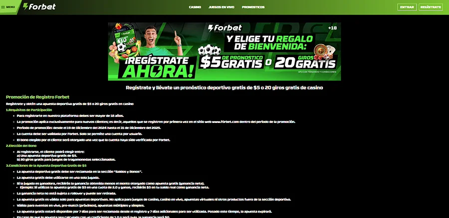 bonos de bienvenida y promociones Forbet