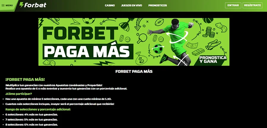 promociones activas Forbet Ecuador app